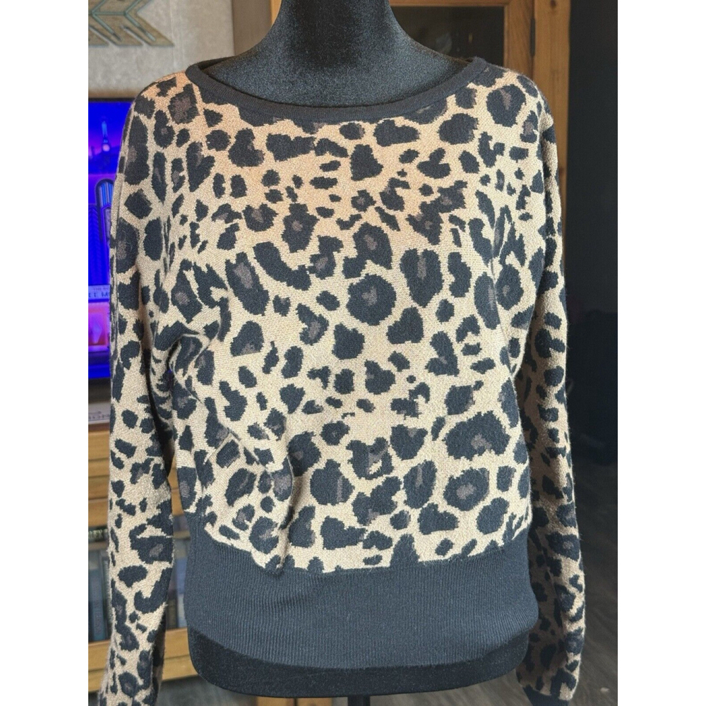 Philosophy Viscose Blend Long Sleeve Women's Sweater Cheetah Soft Knit Size s/p